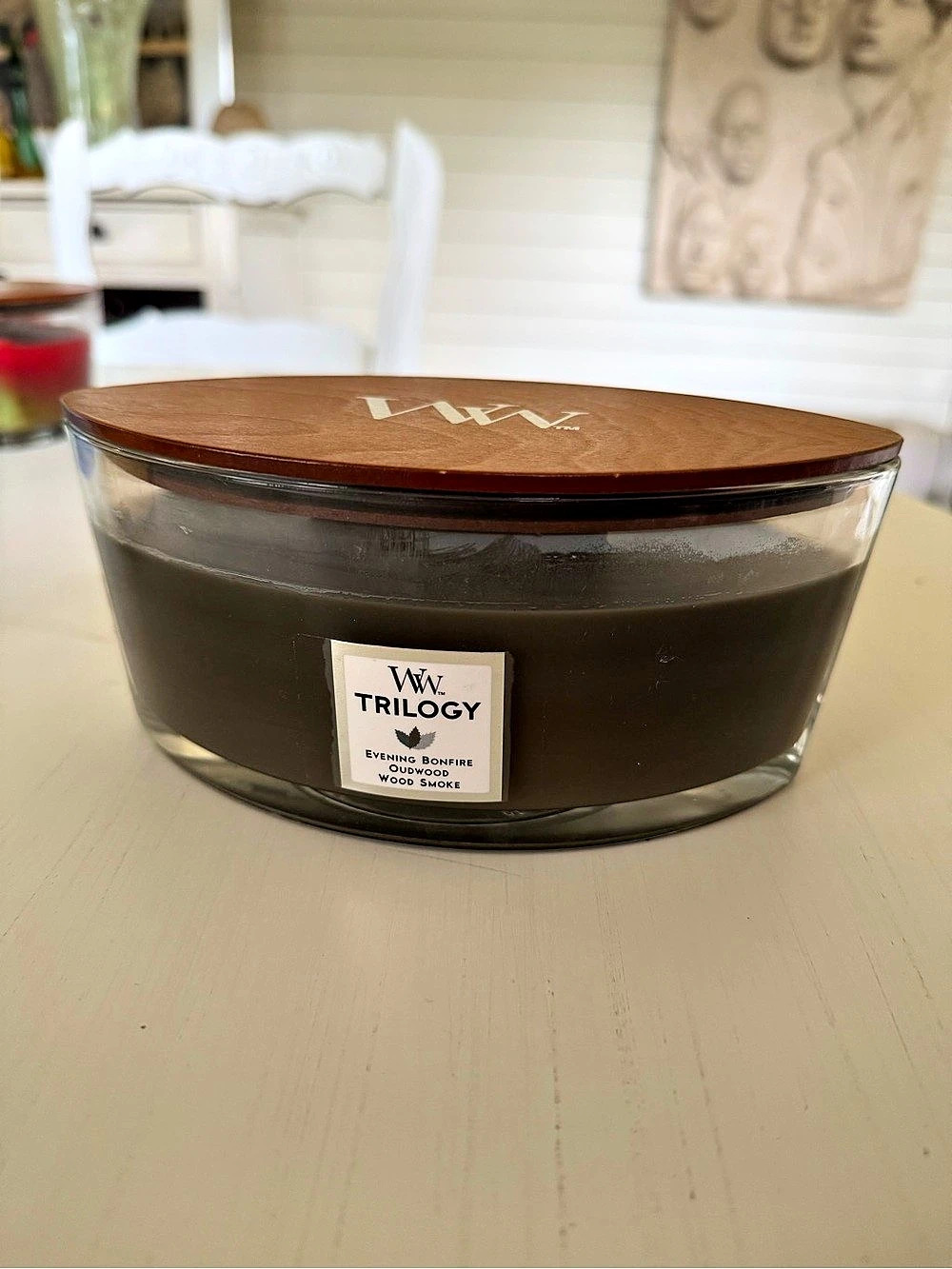 New WoodWick Trilogy Cozy Cabin Ellipse Candle 16oz Discontinued Scent